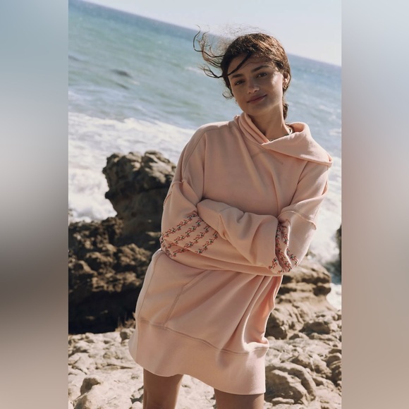 Free People Movement At My Best Embroidered Hoodie Pastel Peach Combo - NWOT - Picture 10 of 10